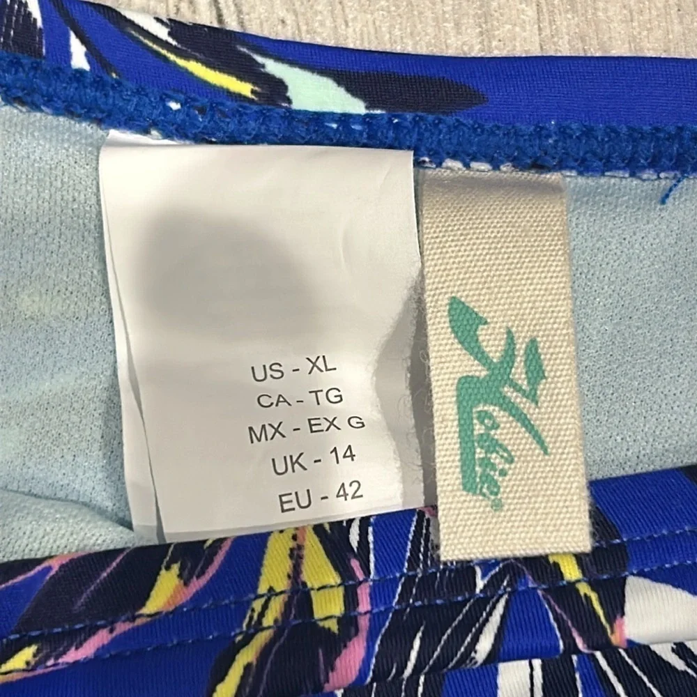 Hobie blue tropical print swim bikini bottom size XL